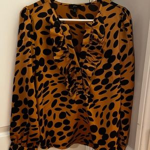 JCrew New without tags gold and black polyester neck blouse size S